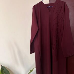 Elegant Long Sleeve Burgundy Dubai Abaya